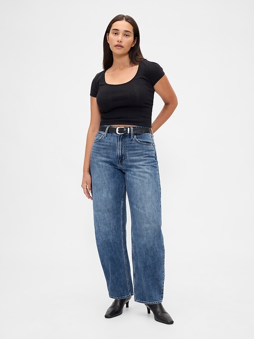curvy high rise barrel jeans