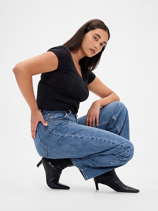 curvy high rise barrel jeans