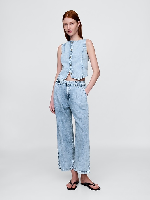 365 high rise ultrasoft denim plissee-ankle-hose