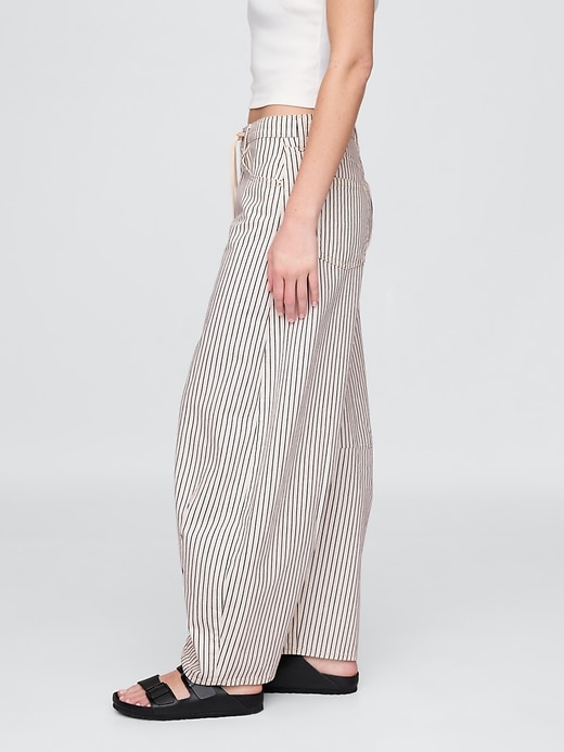 high rise denim stripe horseshoe jeans