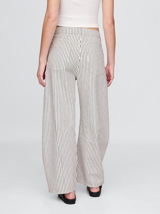 high rise denim stripe horseshoe jeans