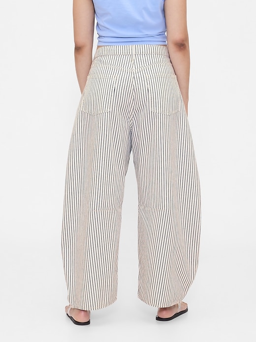 high rise denim stripe horseshoe jeans