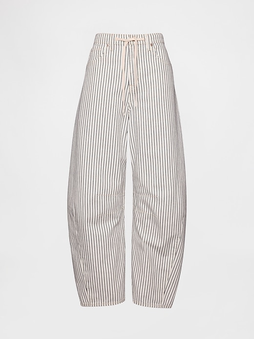 high rise denim stripe horseshoe jeans