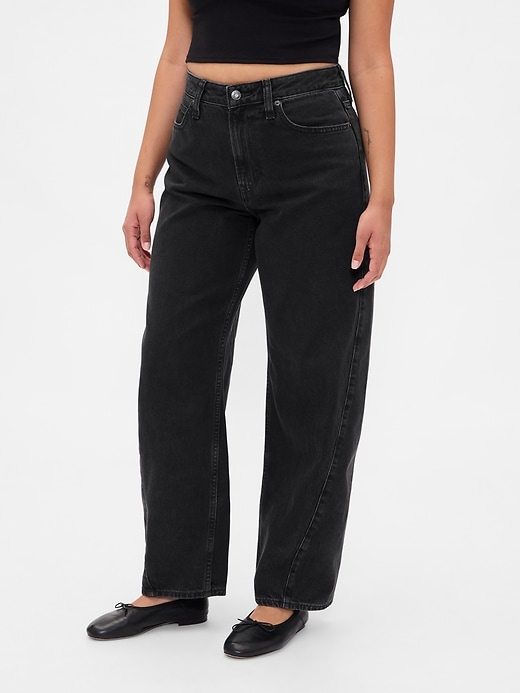 curvy high rise barrel jeans