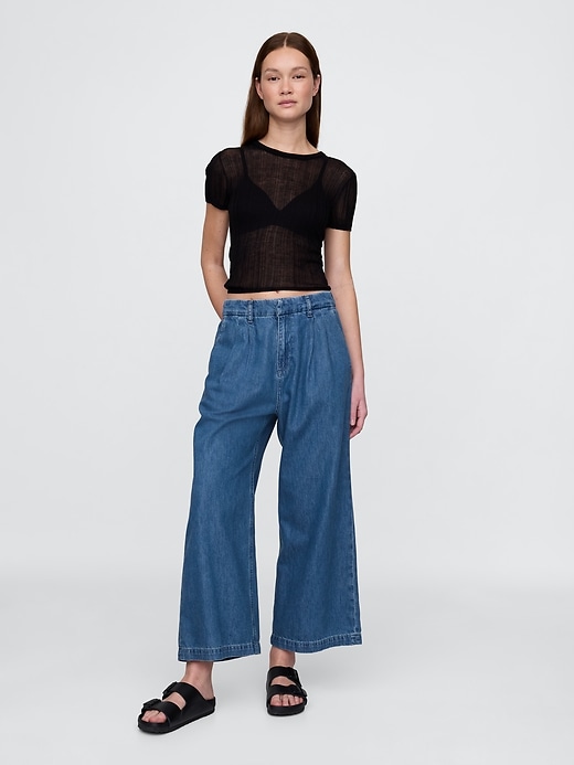 365 high rise ultrasoft denim plissee-ankle-hose