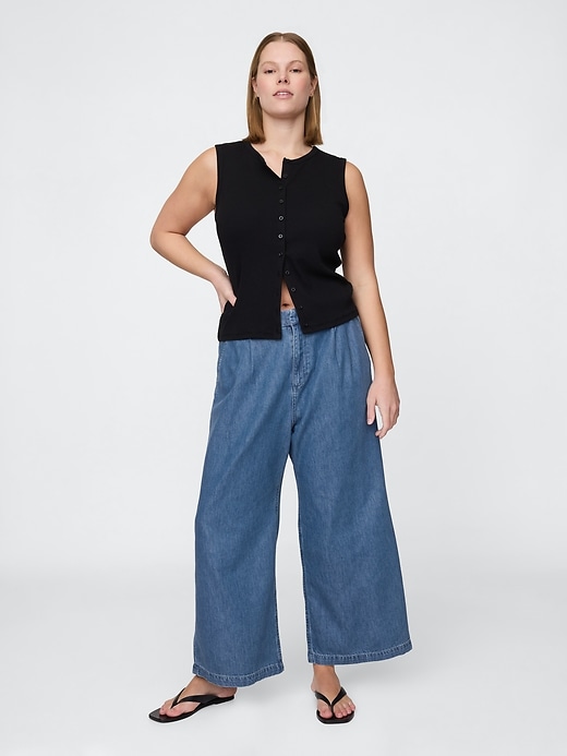 365 high rise ultrasoft denim plissee-ankle-hose