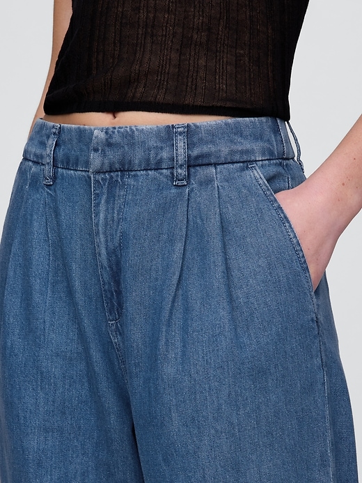 365 high rise ultrasoft denim plissee-ankle-hose