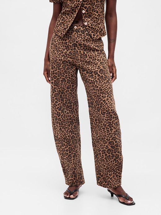 high rise barrel jeans