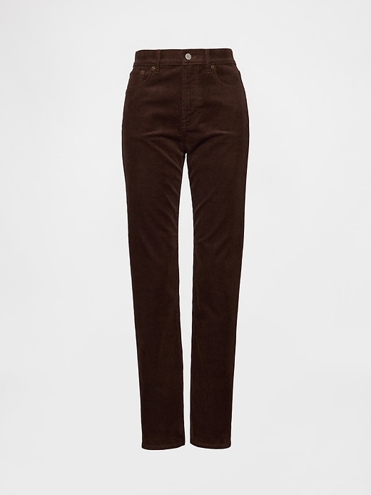 hochgeschnittene cordjeans im 90er-jahre-stil schmal geschnitten gerader schnitt