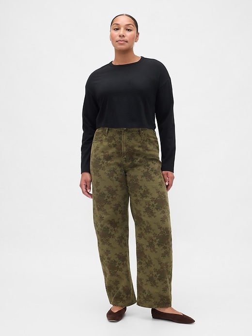 high rise barrel jeans