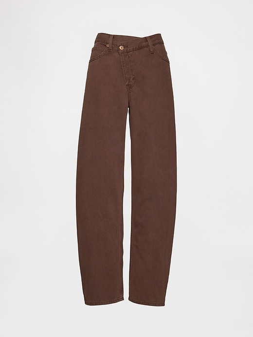 high rise ultrasoft crossover barrel jeans