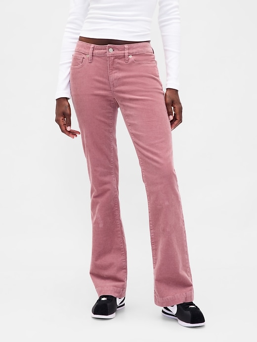 long lean jeans aus cord mit niedrigem bund