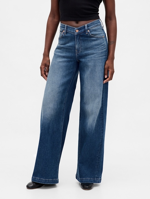 high rise stride v-waist wide-leg jeans