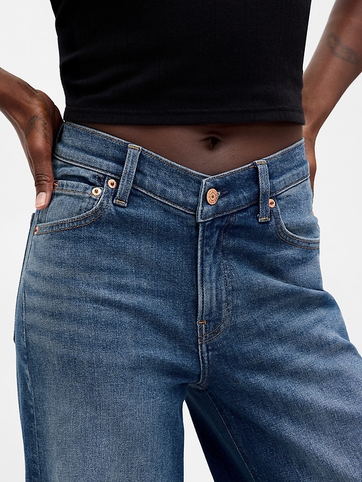high rise stride v-waist wide-leg jeans