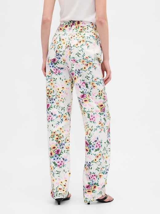 high rise floral barrel jeans