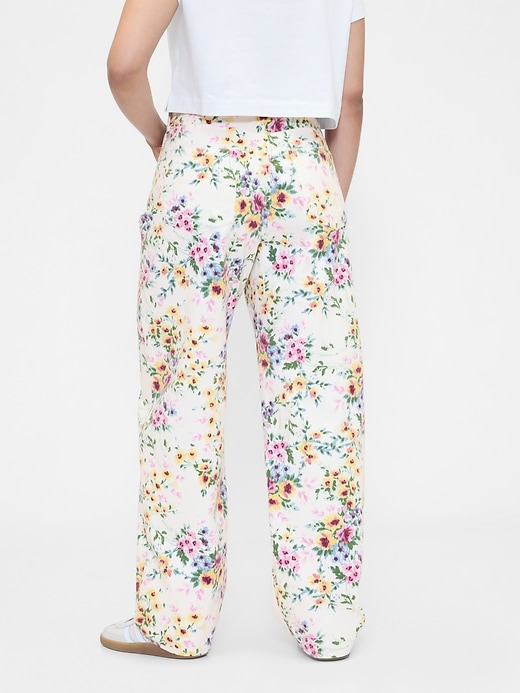 high rise floral barrel jeans