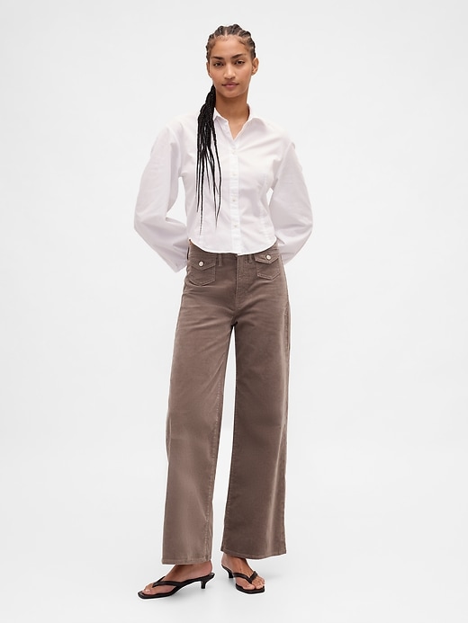 cordhose mit hohem bund und weitem bein