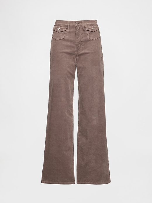 cordhose mit hohem bund und weitem bein