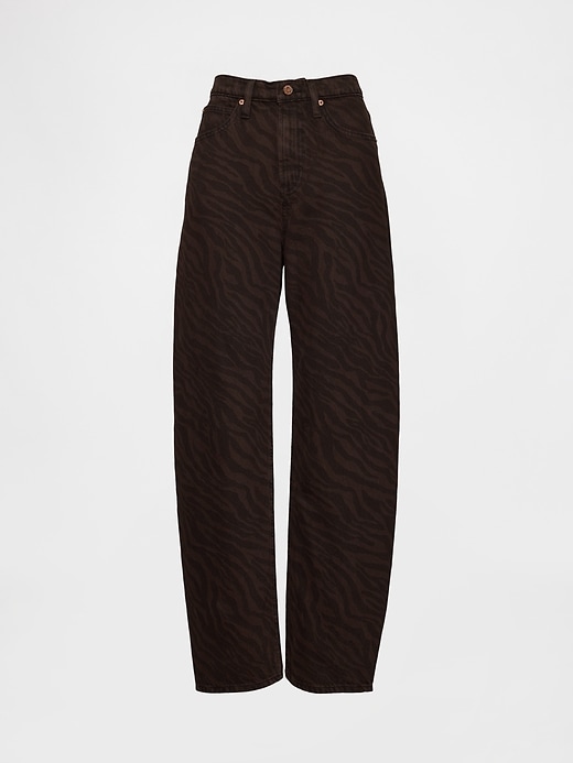 high rise barrel jeans