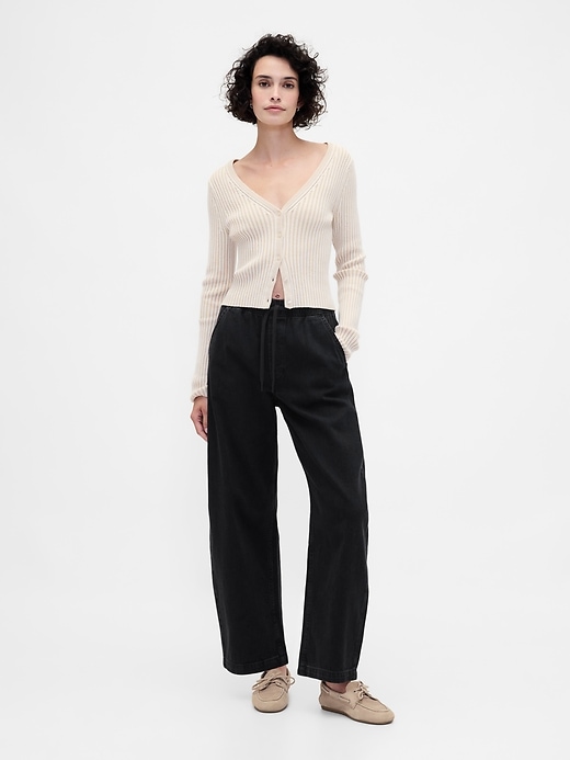 high rise barrel jeans