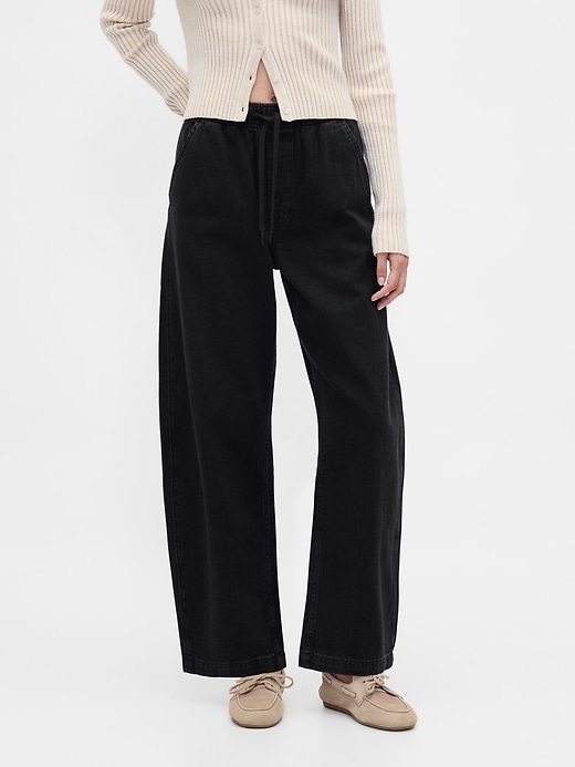 high rise barrel jeans
