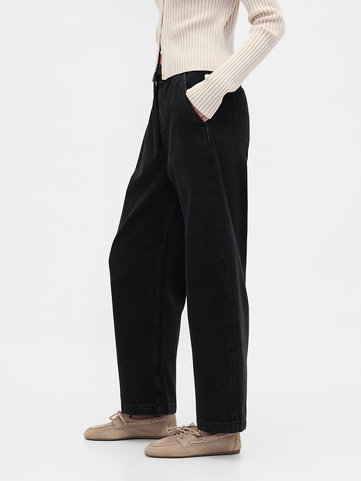 high rise barrel jeans