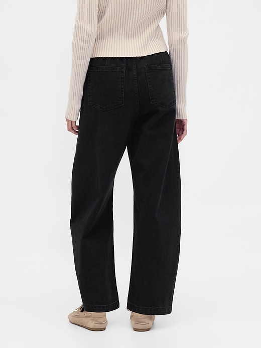 high rise barrel jeans