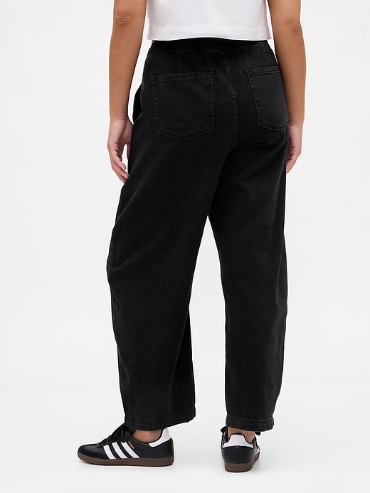 high rise barrel jeans