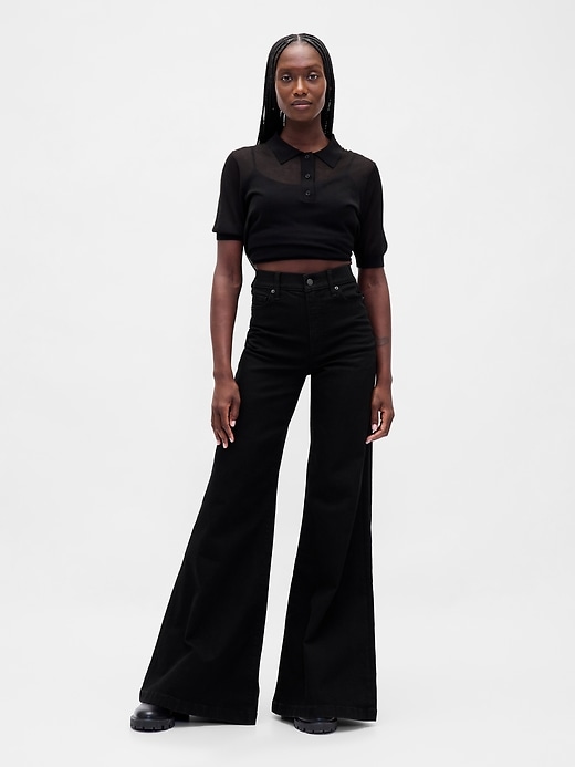 high-rise-jeans mit weitem schlag