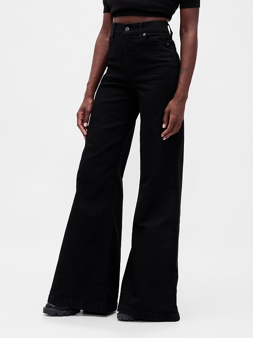 high-rise-jeans mit weitem schlag