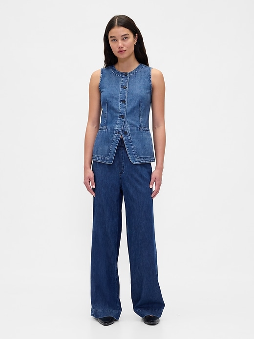 ultrasoft plissee baggy jeans mit mittelhohem bund und falten