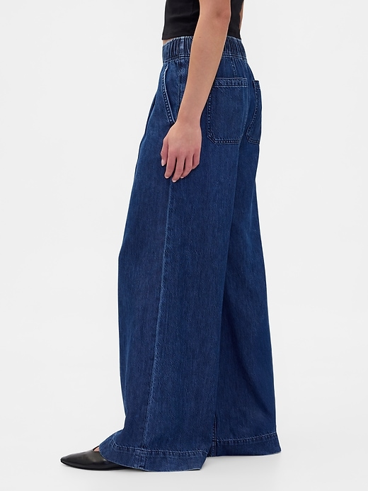 ultrasoft plissee baggy jeans mit mittelhohem bund und falten