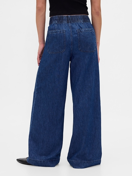 ultrasoft plissee baggy jeans mit mittelhohem bund und falten