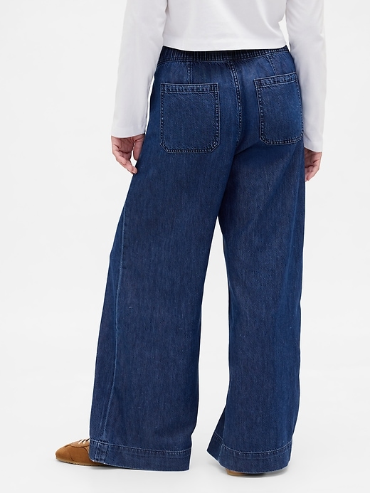ultrasoft plissee baggy jeans mit mittelhohem bund und falten