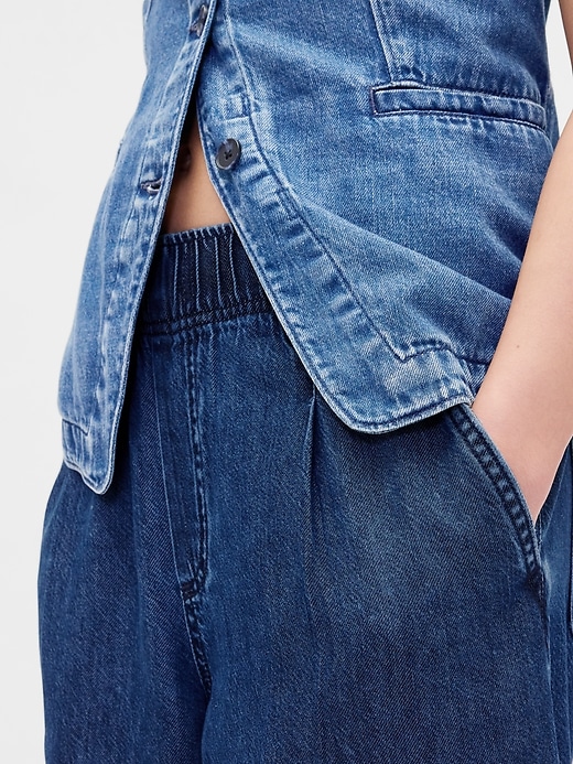 ultrasoft plissee baggy jeans mit mittelhohem bund und falten