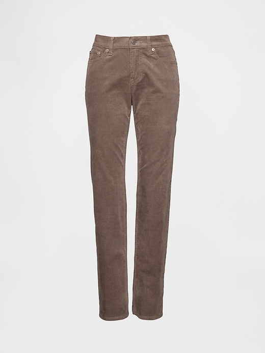 cordhose mit niedrigem bund schmal geschnitten gerader schnitt im 90er-jahre-stil