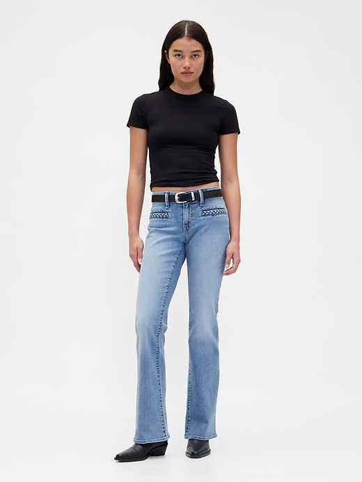 low rise braid pocket long lean jeans