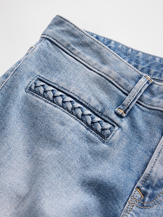 low rise braid pocket long lean jeans