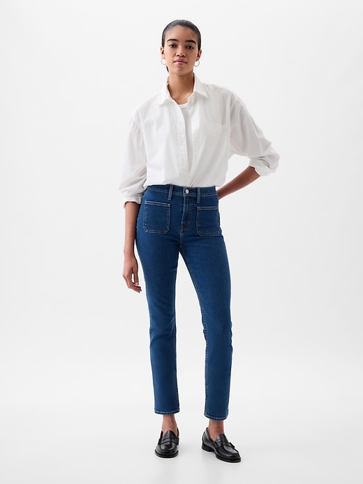 vintage slim jeans mit mittelhohem bund