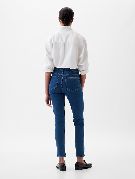 vintage slim jeans mit mittelhohem bund