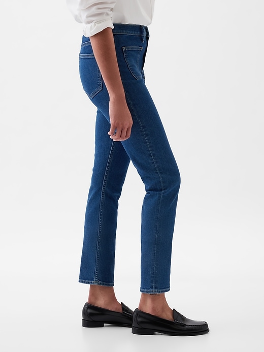 vintage slim jeans mit mittelhohem bund
