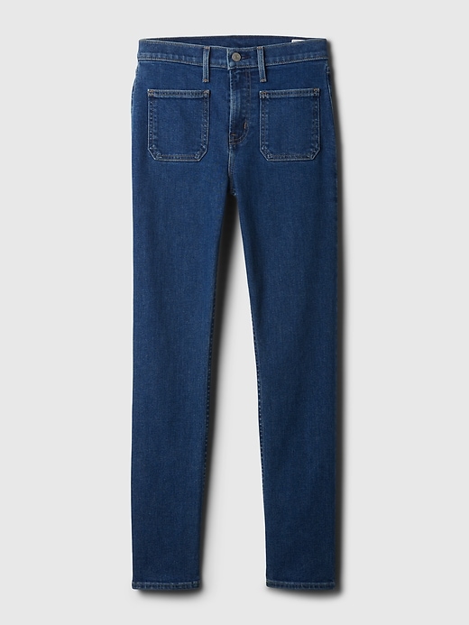 vintage slim jeans mit mittelhohem bund