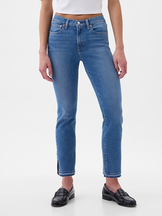 vintage slim jeans mit mittelhohem bund