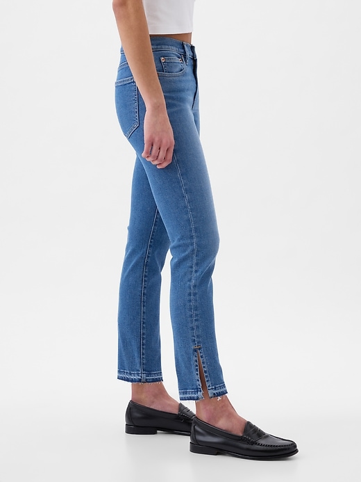 vintage slim jeans mit mittelhohem bund