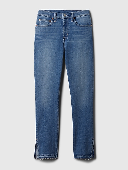 vintage slim jeans mit mittelhohem bund