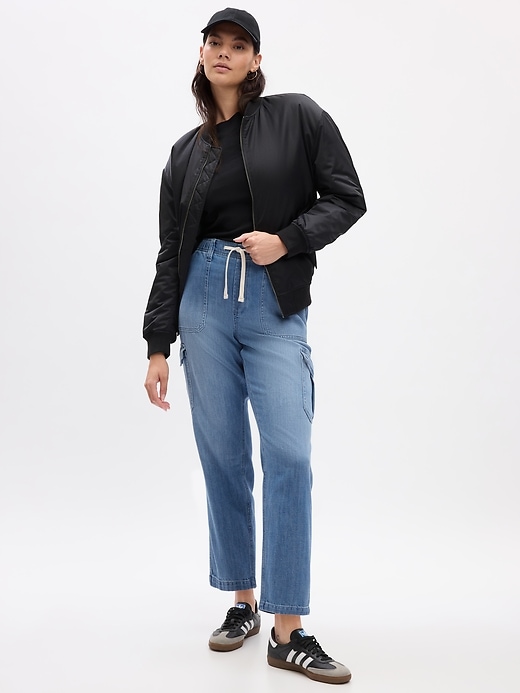 jeans-jogginghose mit cargo-funktion