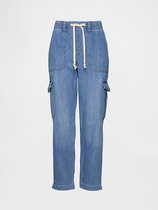 jeans-jogginghose mit cargo-funktion