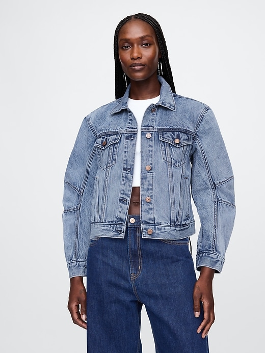 jeansjacke mit ikonischen barrel-Ärmeln