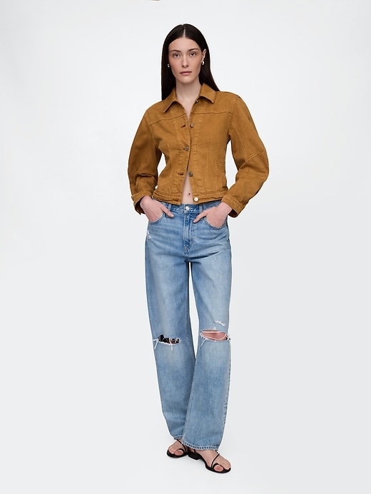 kurze jacke mit tonnenärmeln