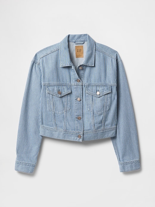 ultrasoft denim stripe cropped icon jacket